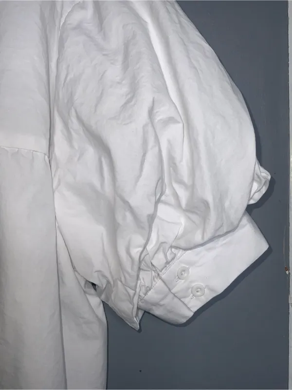 GeeGee White Cotton Button-Front Puff Sleeve Tunic Large - Image 7