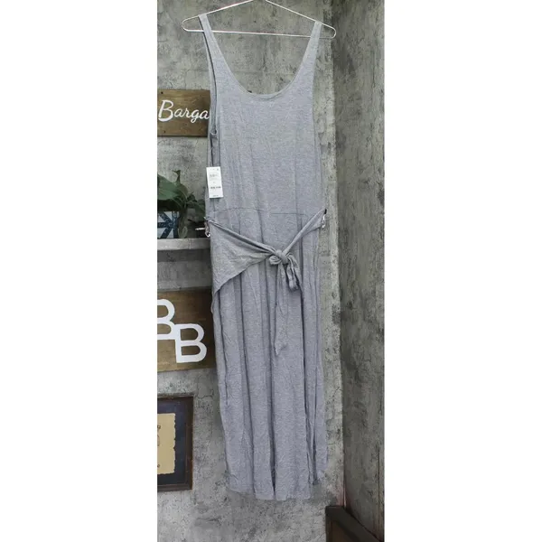 NWT And Now This Scoop Neck Side Tie Wrap Knit Midi Tank Dress Heather Gray L - Image 3