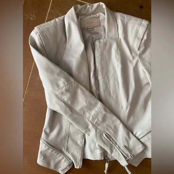 BLANK NYC leather cream motto asymetrical jacket - Image 5