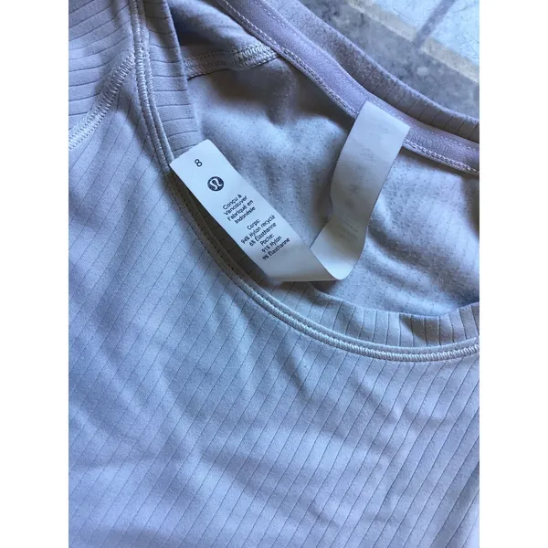 Lululemon Ribbed Long Sleeve Running Top Lavender Thumbholes Size 6 - Image 2