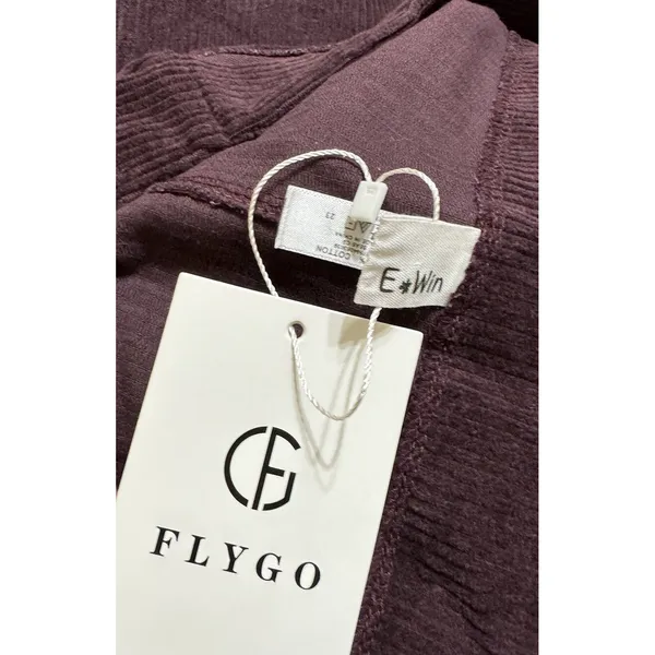 NWT E Win Chic Maroon Red Corduroy Dress Side Split &‎ Pocket -Size L - Image 2