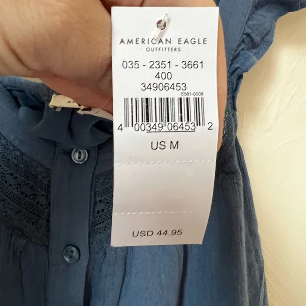 NWT American Eagle cropped blue ruffle top size M - Image 9