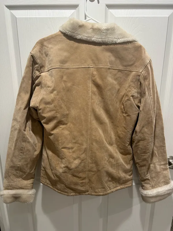 Adler Collection Leather suede with fur Jacket Button-Up Coat - Image 3