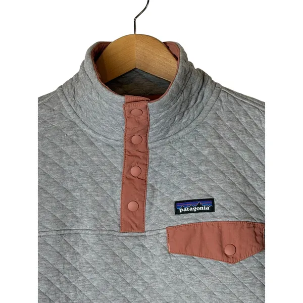 Patagonia Quilt Snap T Pullover Women XS Grey Organic Cotton Gorpcore Athleisure - Image 5