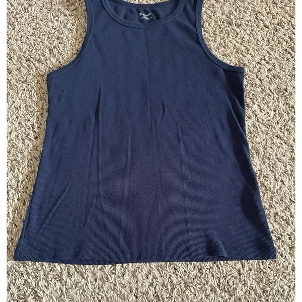 No‎ Boundaries Women's Navy Blue Ribbed Tank Top Size Large - Image 4
