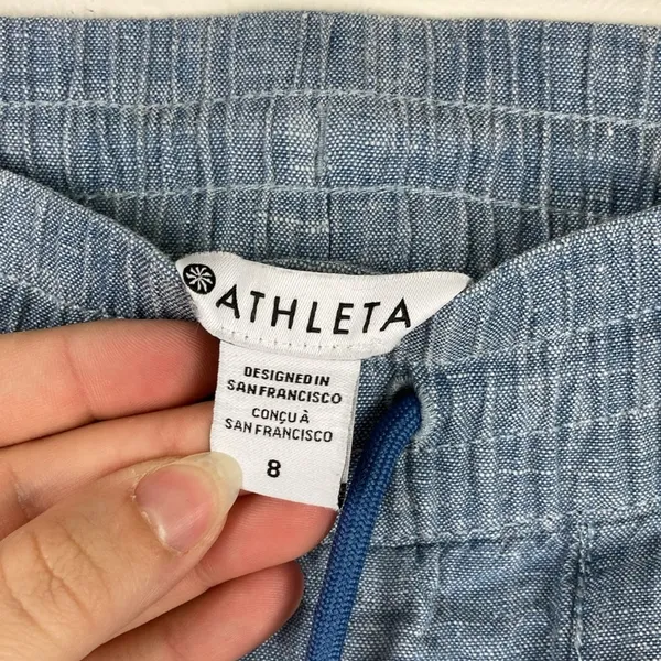 Athleta Retreat Linen Jogger Pants Womens Size 8 Blue Casual Pull On Lightweight - Image 6