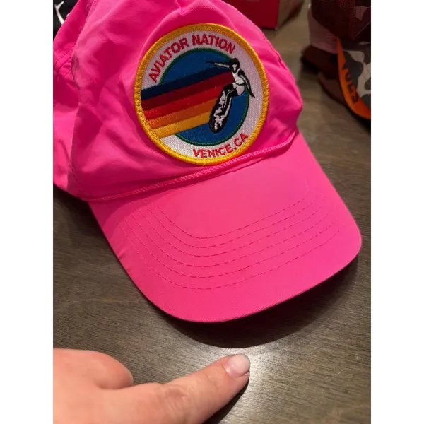 Aviator Nation Signature Venice Vintage Nylon Trucker Hat pink - Image 2