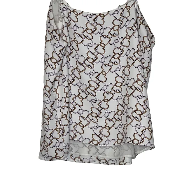 Ann Taylor Tank Top Size Medium White‎ With Pink Brown Interlocked Hearts Lined - Image 8