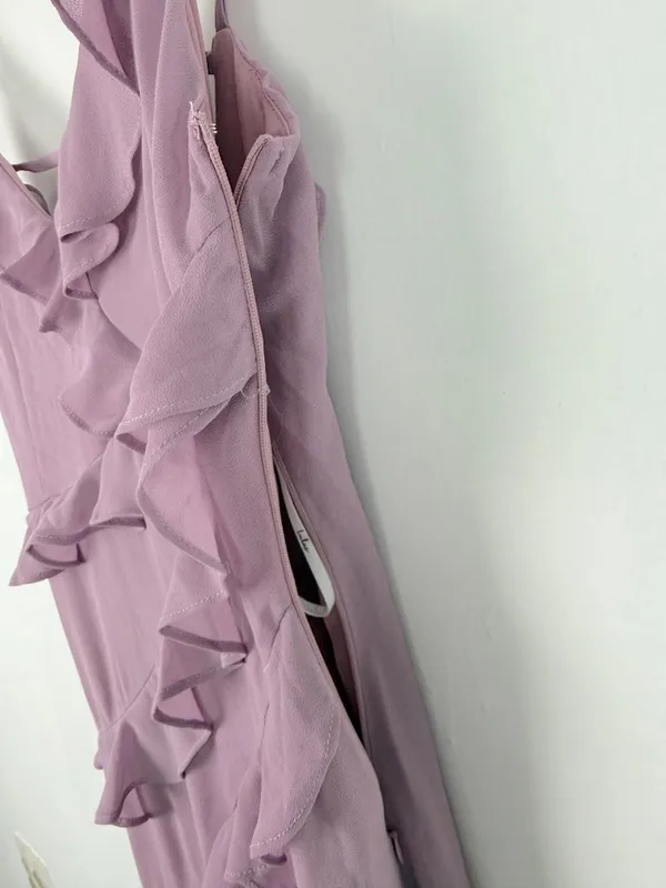 NWT Lulus Fancy Sweetness Lavender Ruffled Lace-Up Sleeveless Maxi Dress XXS - Image 9