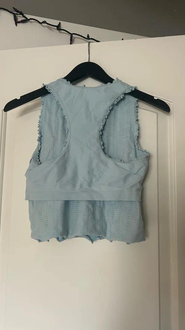 Target Light Blue Eyelet workout top - Image 4