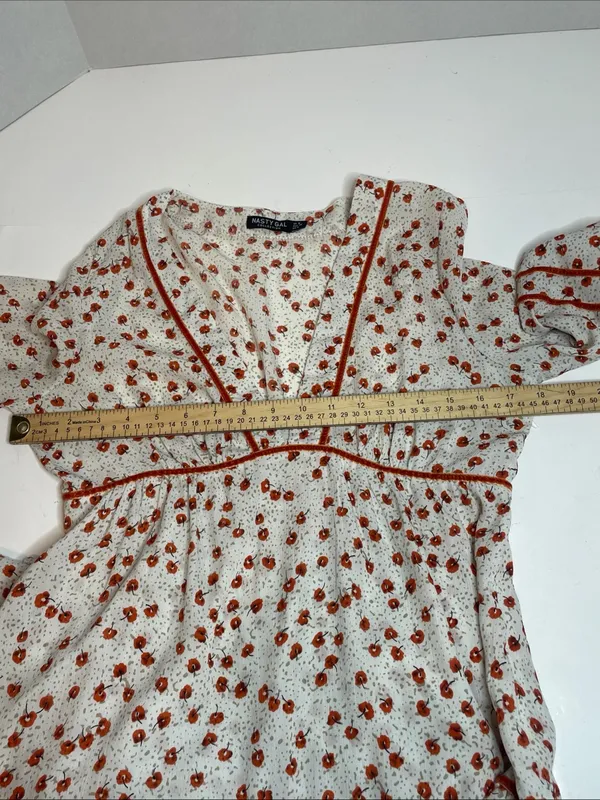 Nasty Gal Plant You See Maxi Dress, Size 4 Deep V-neck Floral Retro 70s Inspired - Image 11