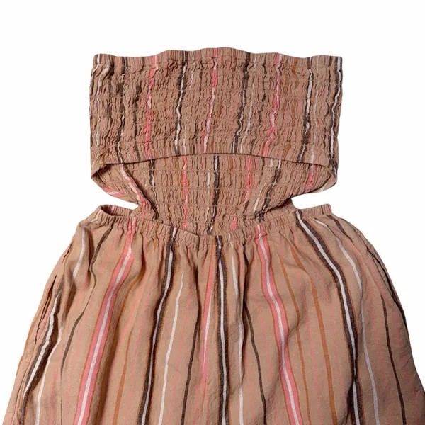Aerie Strapless Wide Leg Striped Linen Blend Jumpsuit Womens M - Image 6