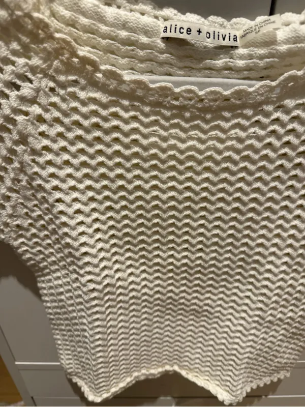 Alice + Olivia Cream Open-Weave Knit Crop Top - Image 6