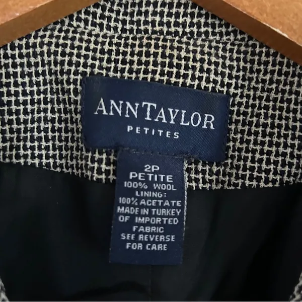 Ann Taylor Petites Black White Tweed Blazer Jacket Formal Office Business 2P - Image 2