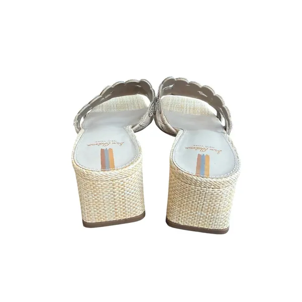 Sam Edelman Womens Crystal Embellished Raffia Block Heel Slide Sandals Beige 7 - Image 7