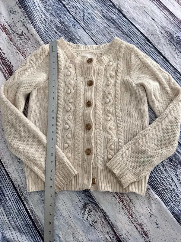 Vintage Y2K Aerie Cream Cable-Knit Button Wool Blend Cardigan Sweater - Image 9
