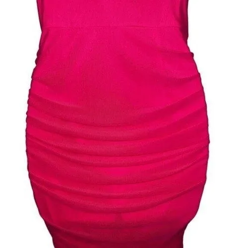 PRETTYLITTLETHING Hot Pink Ruched Bodycon‎ Mini Dress Gold Chain Straps NWT 6 - Image 6