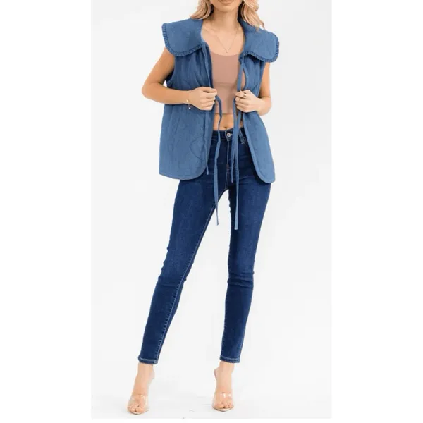In the beginning | quilted tie denim vest - Image 10