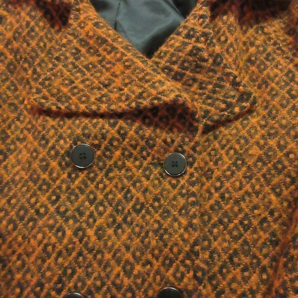 Hazel wool blend pea coat orange & black size S - Image 3