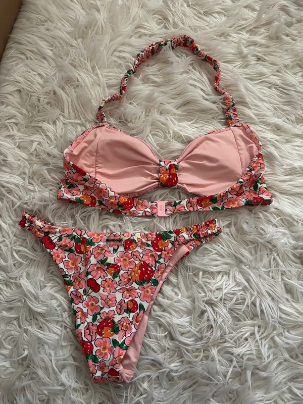 Blackbough Tropical Soul Pink Floral 2-Piece Halter Bandeau Bikini Set S - Image 2