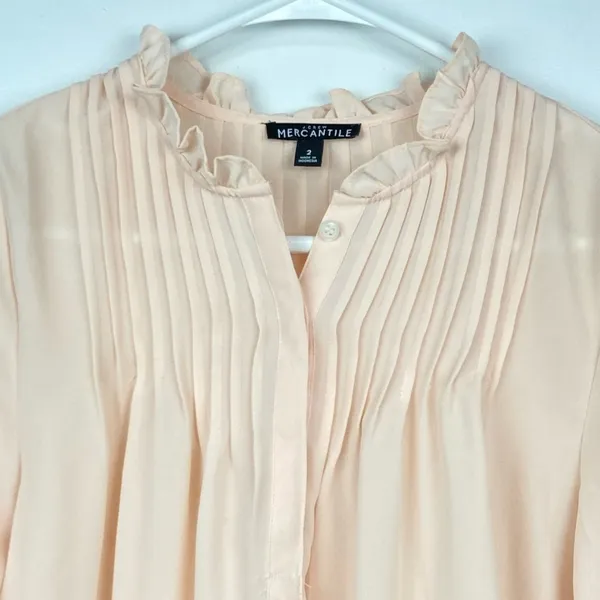 J. CREW High Neck Long Sleeve Pintuck Blouse in Pale Bluff Size 2 - Image 4