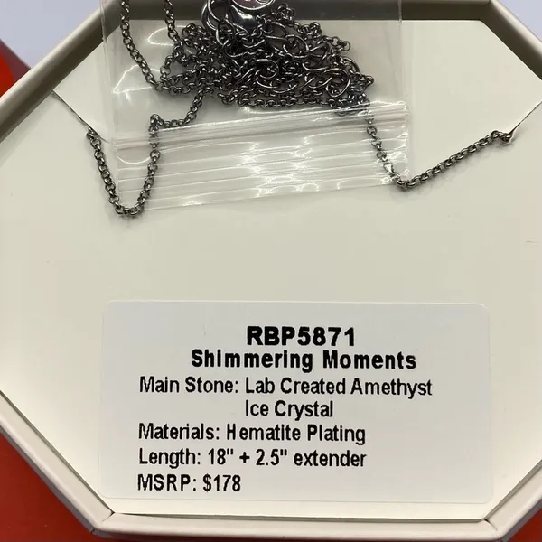 Bomb Party Necklace RBP5871 “Shimmering Moments” LC Ice Crystal on Hematite NWT - Image 3