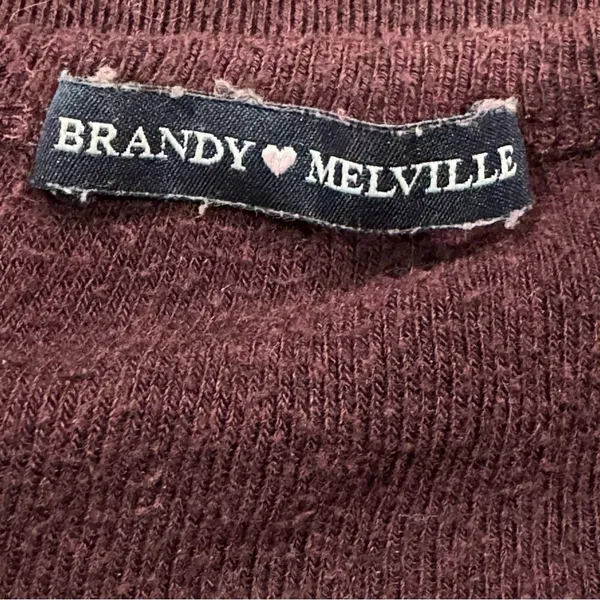 Brandy Melville Maroon Henley Sweater Women’s Small - Image 2