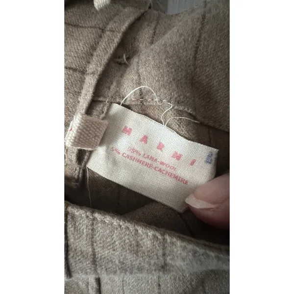 MARNI pinstripe Cargo Suspender Overall Sz 44 / 8 Pecan Vanilla Cashmere‎ Wool - Image 6