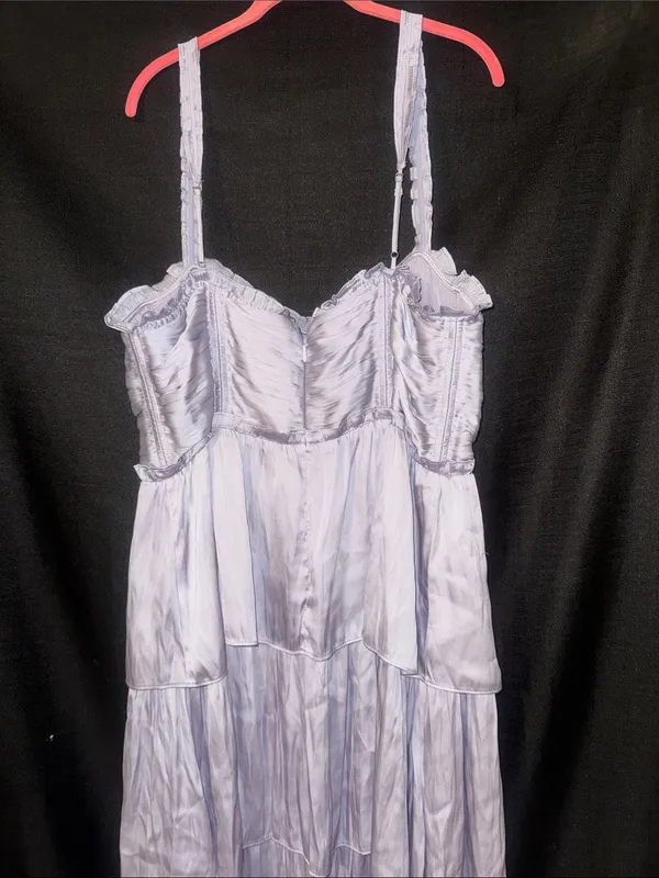 Astr Lavender Tiered Satin Maxi Dress - Image 4