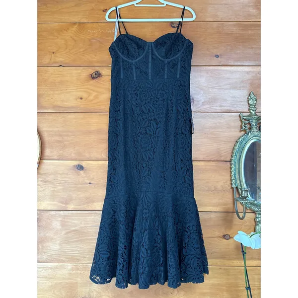 NWT Lulus Found Your Love Black Lace Sleeveless Trumpet Midi Dress Banquet Sz S - Image 2