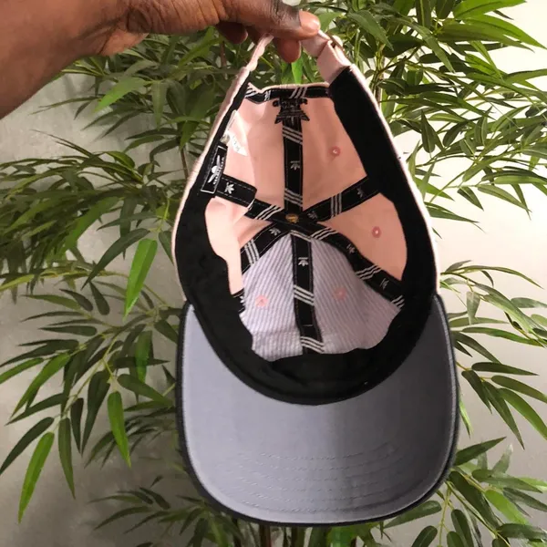 Adidas Baseball Cap Hat Pink Black Trefoil Three 3 Stripes Logo 100% Cotton One Size - Image 3