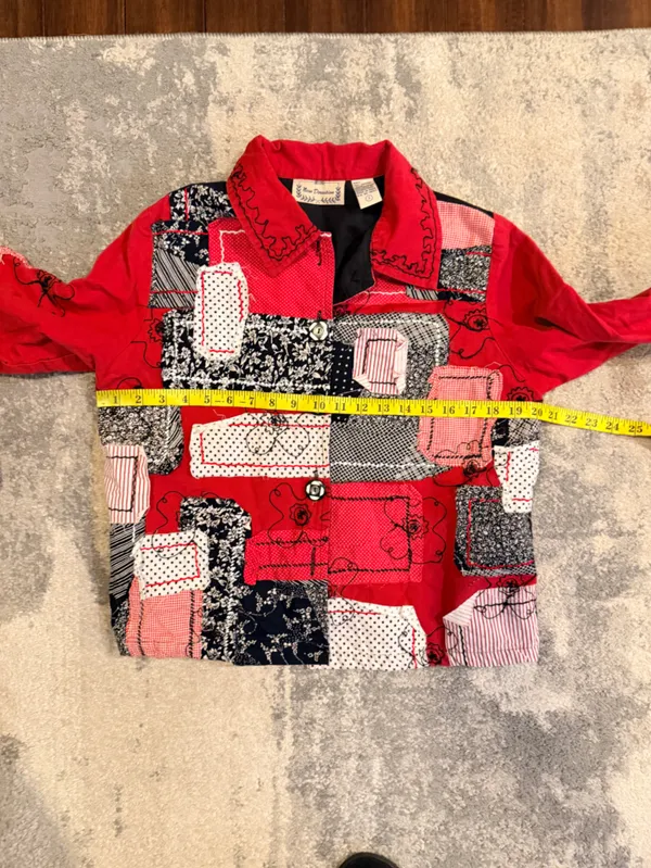 New directions Red Patchwork Jacket with Navy & White Panels - Image 5