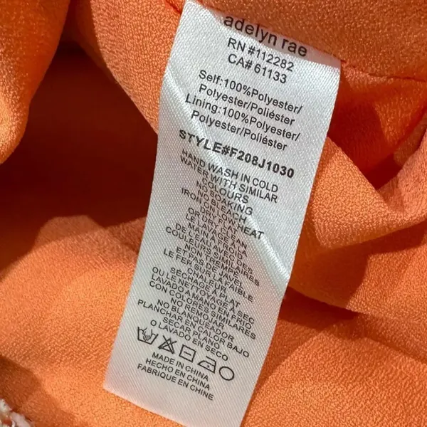 Adelyn Rae Laurie Long Sleeve Tweed Mini Dress Orange Women’s XS - Image 3