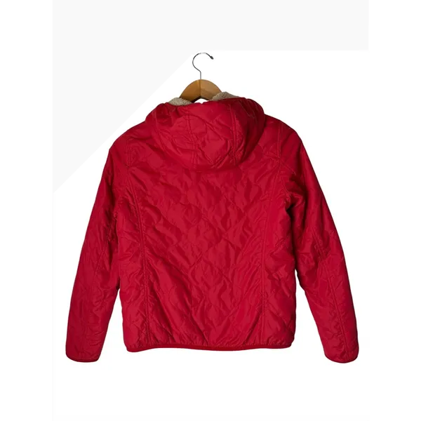 Uniqlo Quilted Puffer Jacket Women Small Red Fleece Lined Hooded Gorpcore - Image 3