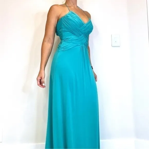 Alice+Olívia Turquoise Rouched gown Dress - Image 2