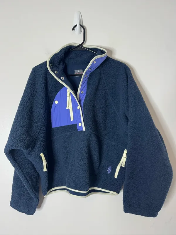 New Free People Hit the slopes pullover Colorblock Fleece jacket Small - Image 2