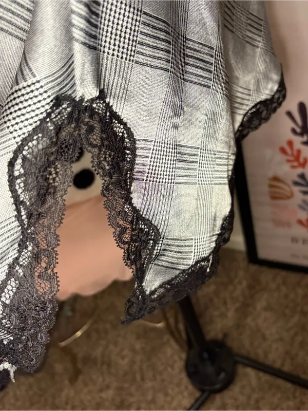 Jaclyn Smith Plaid Lace Slip Dress Nightgown Large - Image 3
