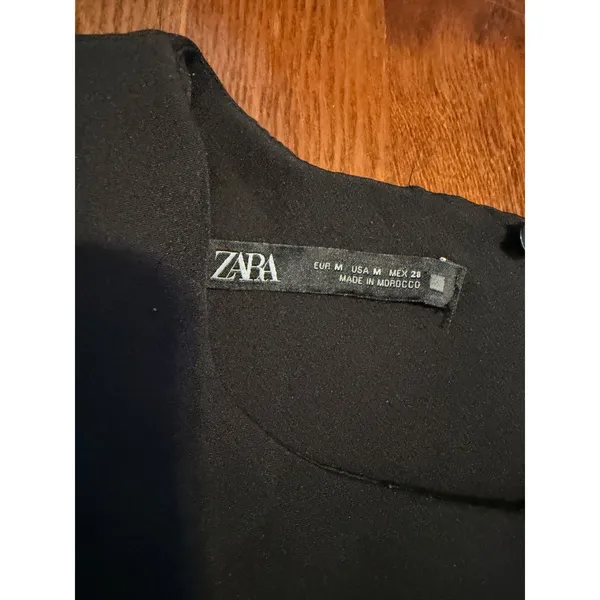 Zara Black Sleeveless Padded Shoulder Mini Shift Dress Size M Round Neck LBD - Image 4
