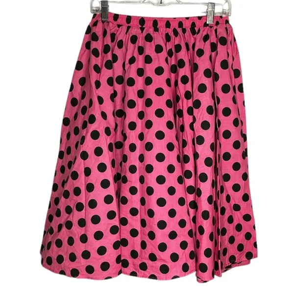 Black‎ & Pink Polka Dot 50's Skirt - Image 3