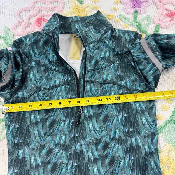 Shape Activewear Half Zip Pullover Athletic Top Long Sleeve Blue Feather‎ s - Image 6