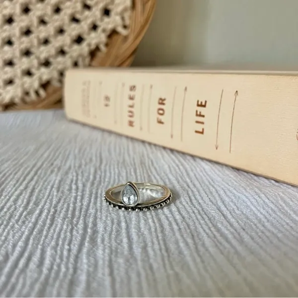 Crown Ring Pear Teardrop Bohemian Stacking Band Vintage “Tuilelaith” Silver Jewelry - Image 7