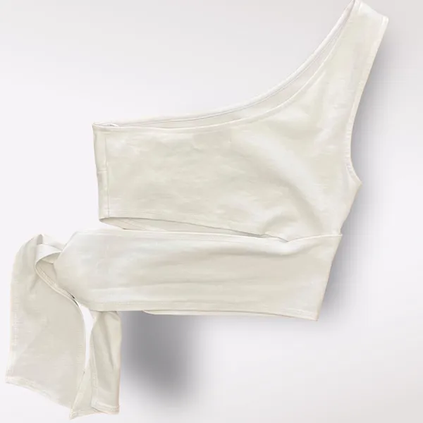 Urban Outfitters‎ White One Shoulder Tie Tank Top Size S - Image 3