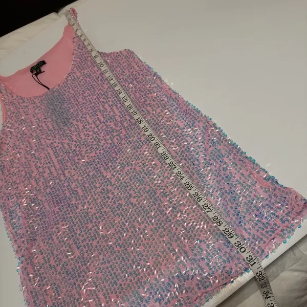 Dolls Kill Club Exx Celestial Gaze sequinned Festival mini dress, pink, M, NWT - Image 4