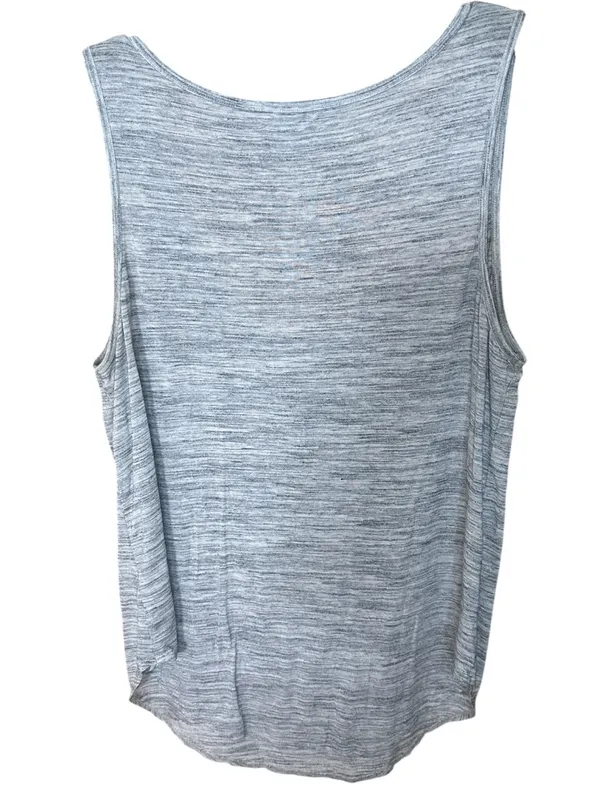 Old Navy Heathered Light Gray Scoop Neck Tank with Rounded Hemlone - Image 5