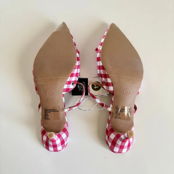 Wild Fable Lysandra Gingham Eyelet Kitten Heels Women's 11 Red & White NWT - Image 5