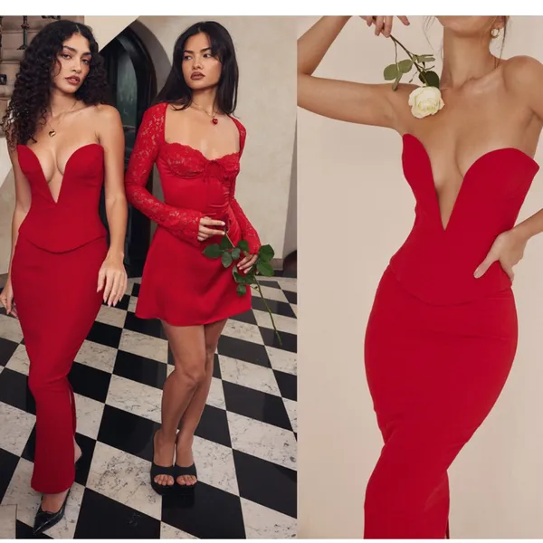 HOUSE OF CB‎ 'Lydia' Red Rose Plunge Corset NWOT size L D- DD - Image 11
