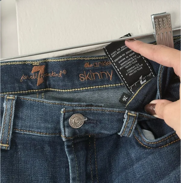 7 For All Mankind "The Ankle Skinny" Distressed Cropped Jeans - Image 4