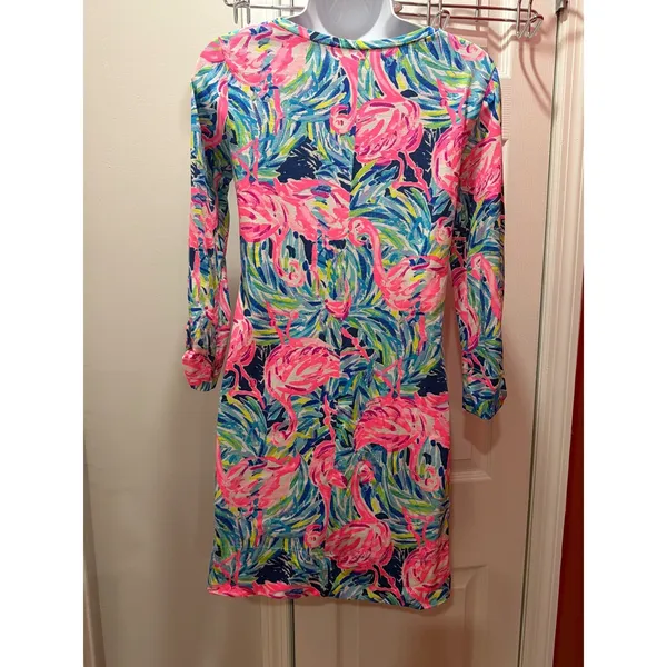 Lilly Pulitzer Dress‎ Womens Pink Blue Flamingo Pima Cotton Knit Shift XXS - Image 3