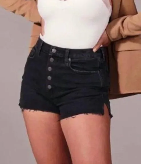 Abercrombie and Fitch Mom Shorts Size 25 Washed Black Distressed Cut Of Shorts - Image 2