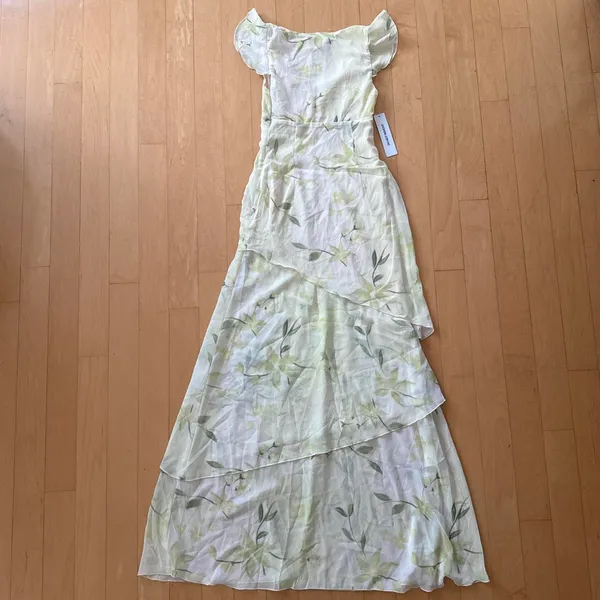 Princess Polly Been Away floral green frill maxi dress - Image 4